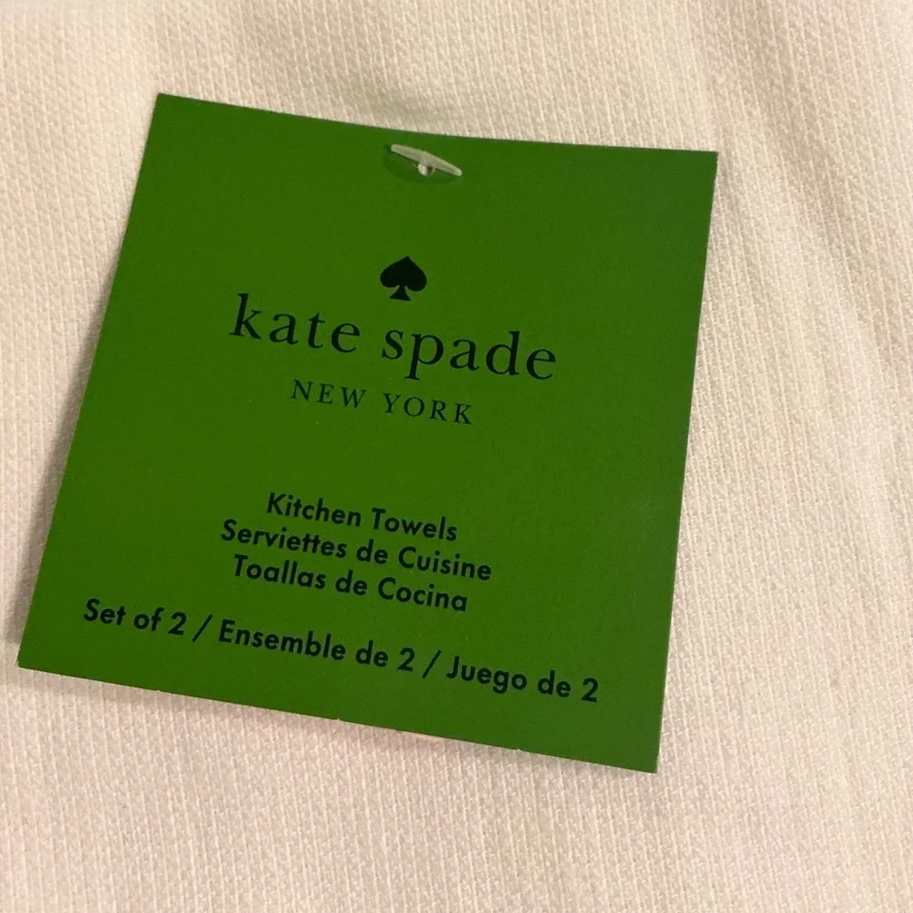 Kate Spade Set Of Two Cotton Kitchen Towels Eat Cake For Breakfast 17 x 28 NEW